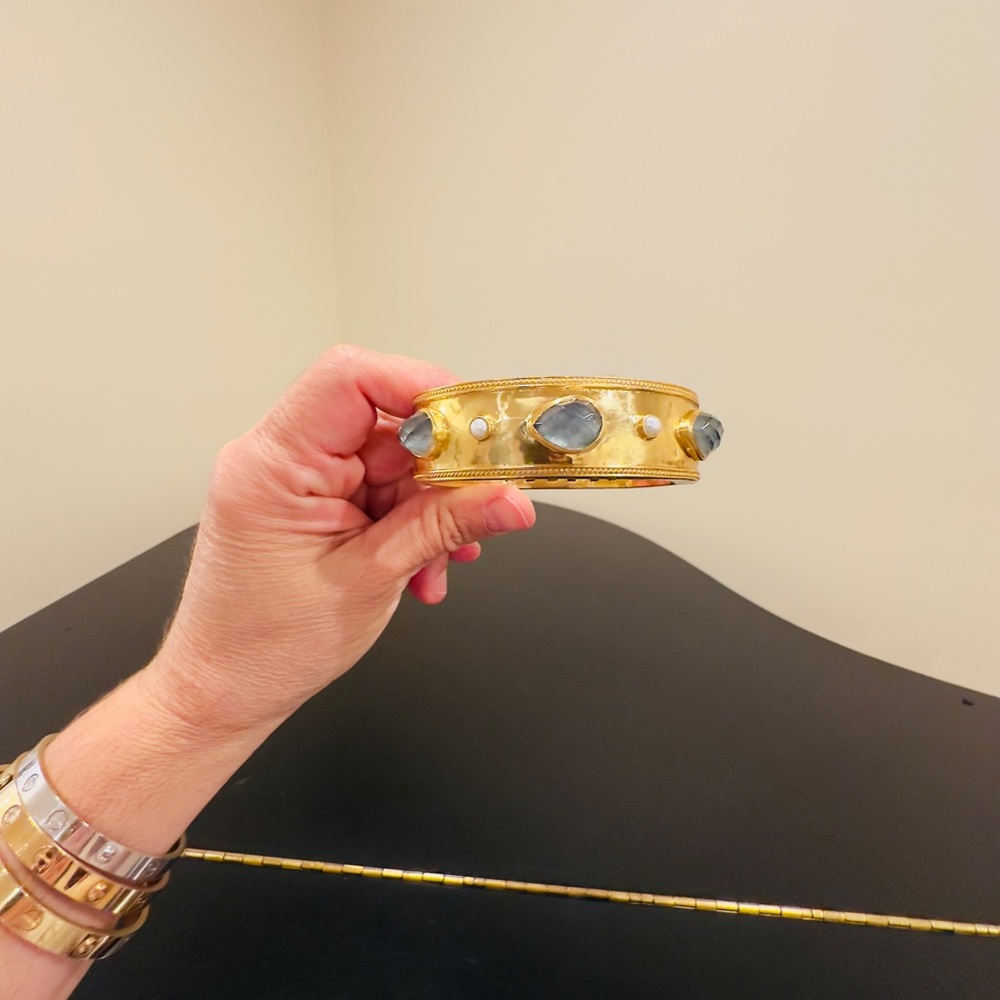 NWT Authentic Luxury Bohemian Julie Vos Cannes Gemstone Statement Hinge Bangle - Picture 10 of 17